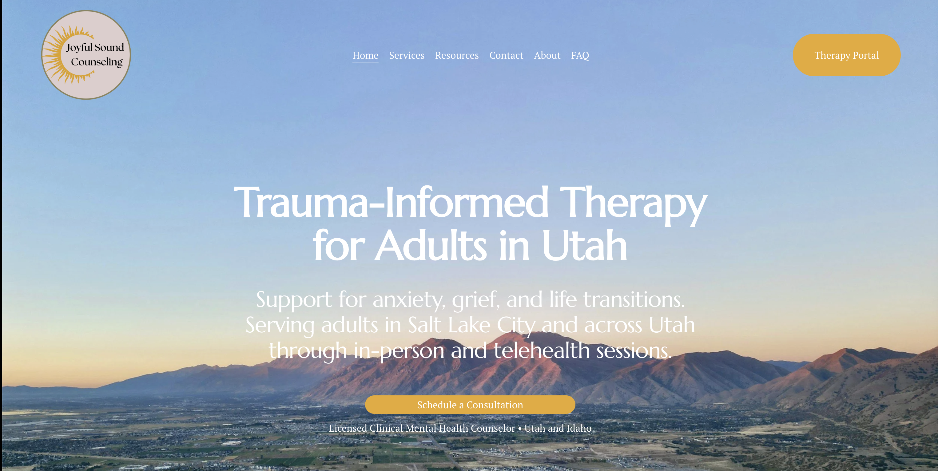 Joyful Sound Counseling website homepage