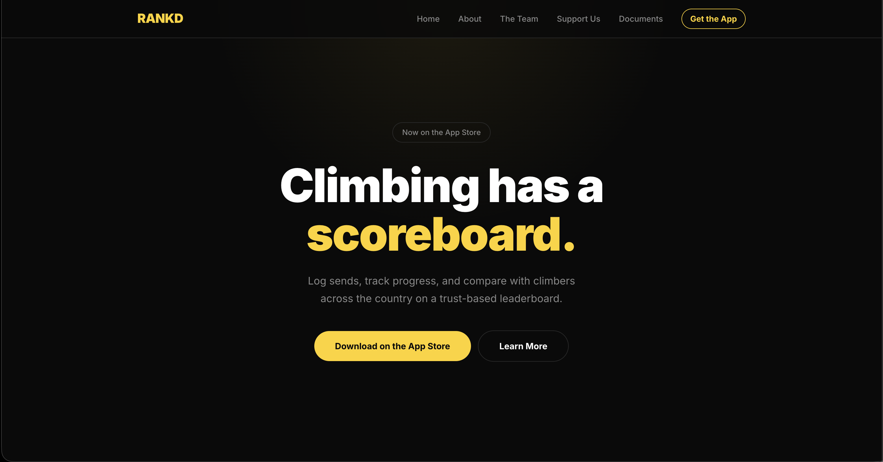 Rankd Climbing website homepage